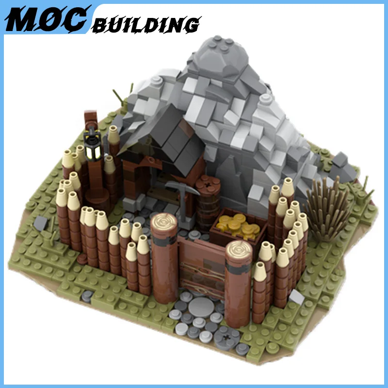 MOC medievale oro miniera casa modello Building Blocks fai da te assemblare mattoni Cottage castello architettura collezione creativa giocattoli regalo