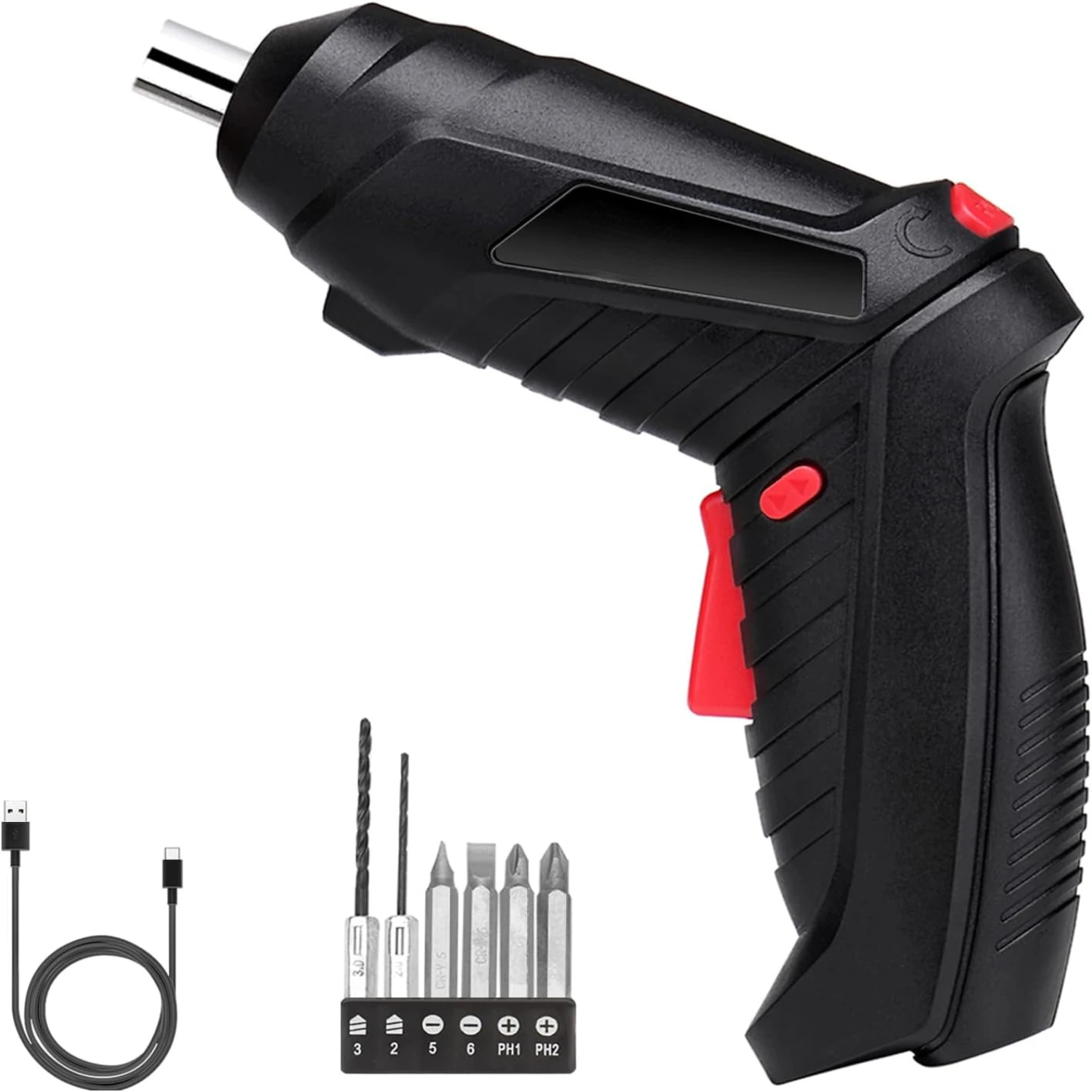 Versatile 8 in 1 Cordless 3.6V Rechargeable Drill Screwdriver with 3.5N·m Max Torque, 6 Accessory Kit, Micro USB, Front LED Lig