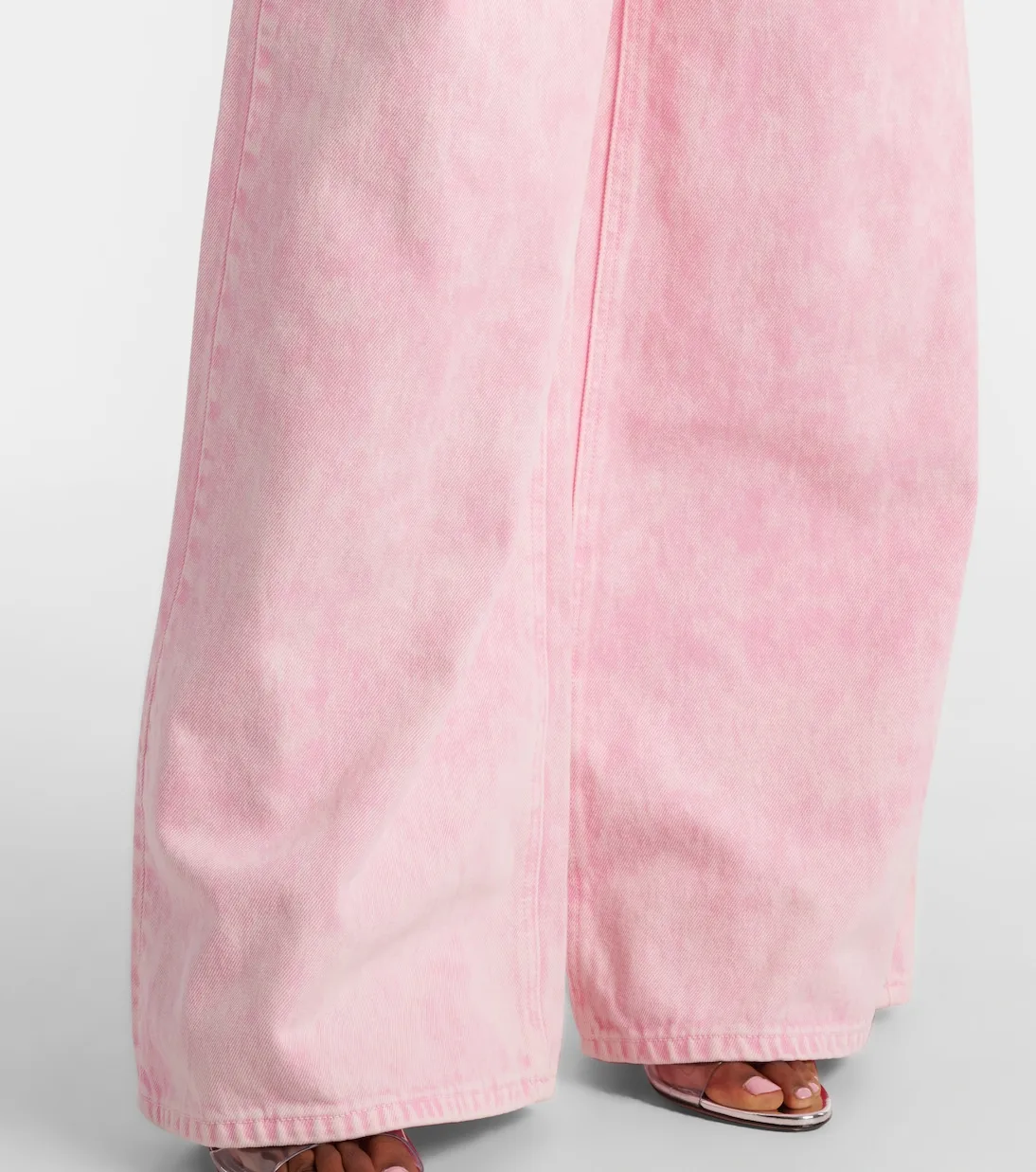 VGH High Street Spliced Diamonds Denim Trousers for Women High Waist Hollow Out Patchwork Pocket Wide Leg Pants  Female Style
