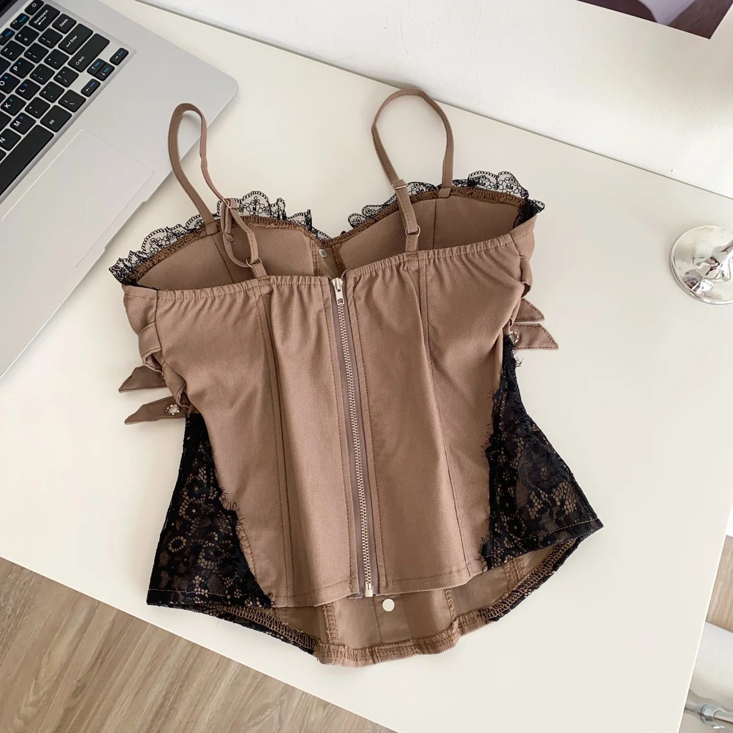 Sexy sleeveless lace backless Tanks Top Corset Bustier Camis Chic Crop Top Women Party Sling Top Y2k