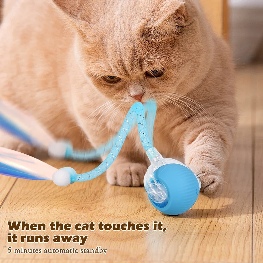 Intelligent Interactive Cat Ball with Fake Tail Automatic Teasing Rechargeable Chew-resistant Cat Dog Interactive Play Prop