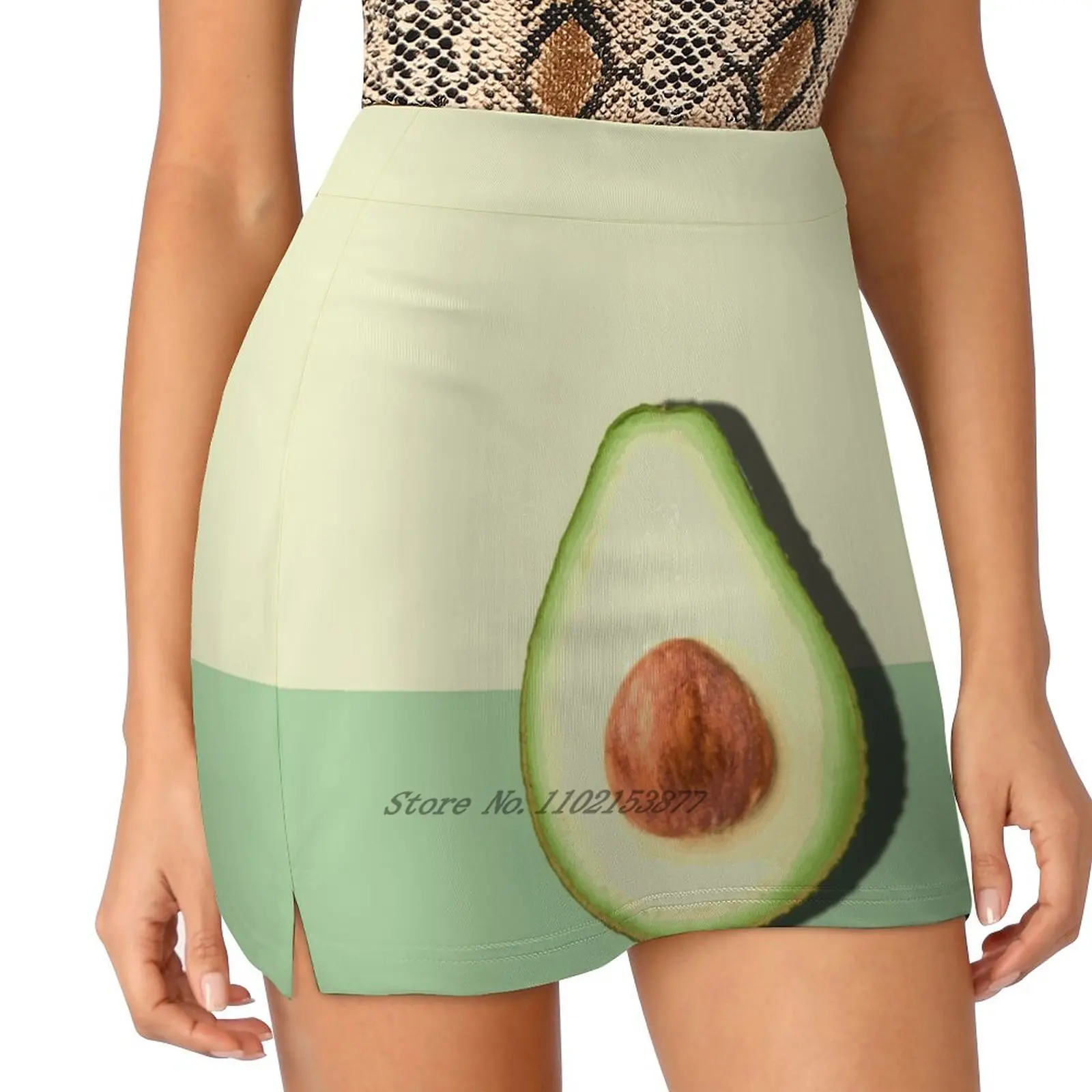 Avocado Half Slice Tropical Fruit Women's Fashion Sporting Skirt With Pockets Tennis Golf Running Skirts Avocado Half Slice