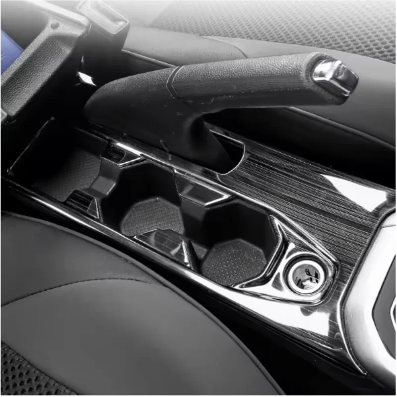For VW Volkswagen Polo 2019 2020 Car Interior Center Control Water Cup Holder Frame Cover Trim Stainless Steel Black Accessories