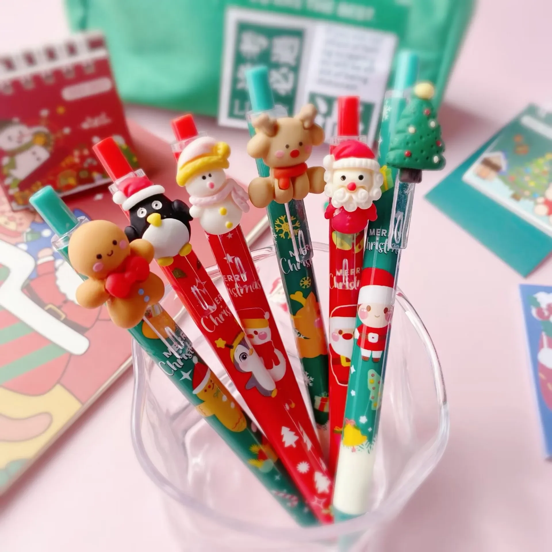 24 Pcs Christmas Press Gel Pens Set for Kids Writing Stationery Supplies