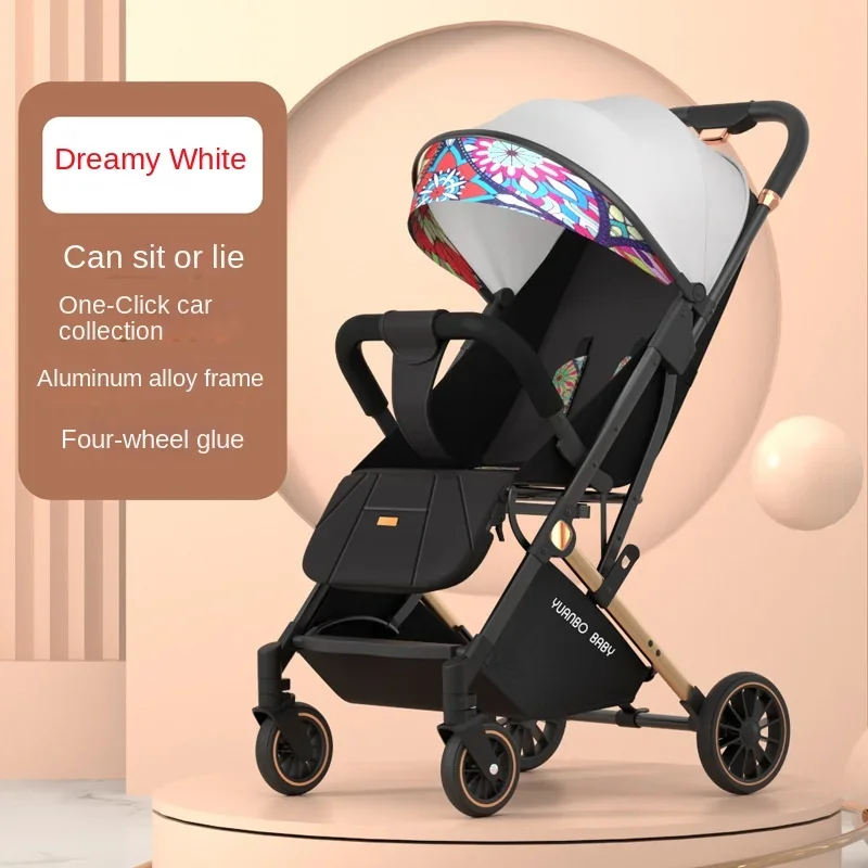 High Landscape Stroller Four-wheeled Travel Stroller Newborn Baby Scooter Lightweight Folding Can Be on The Plane Baby Stroller