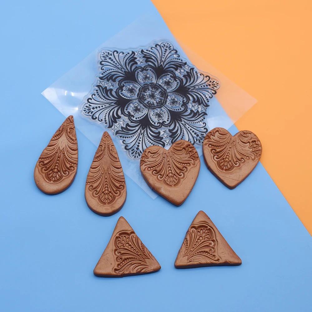 9cm Mandala Polymer Clay Texture Emboss Mat Stamp Sheet DIY Pottery Clay Earring Jewelry Modeling Impression Transfer Print Tool