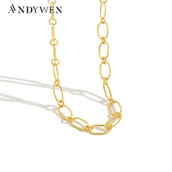 ANDYWEN 925 Sterling Silver Gold Horoscope Chain Necklace Choker Women European Fashion Luxury Jewelry For Rock Punk Wedding
