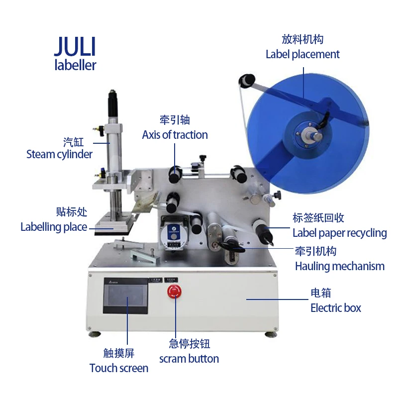 Semi-automatic Multi-function Labeling Machine for Round Bottle Horizontal Labeling Method