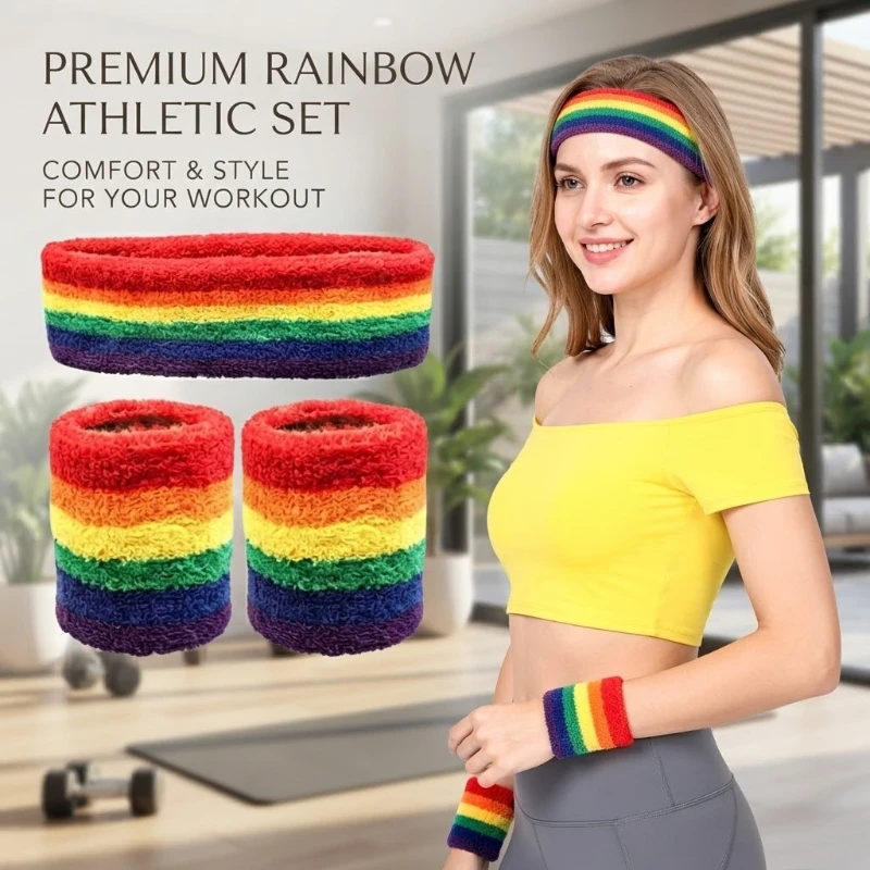 3pcs/Set Sport Wristbands Headband Towel Sweat Band for Men Women Basketball Yoga Tennis Fitness Head Band Wrist Support Protect