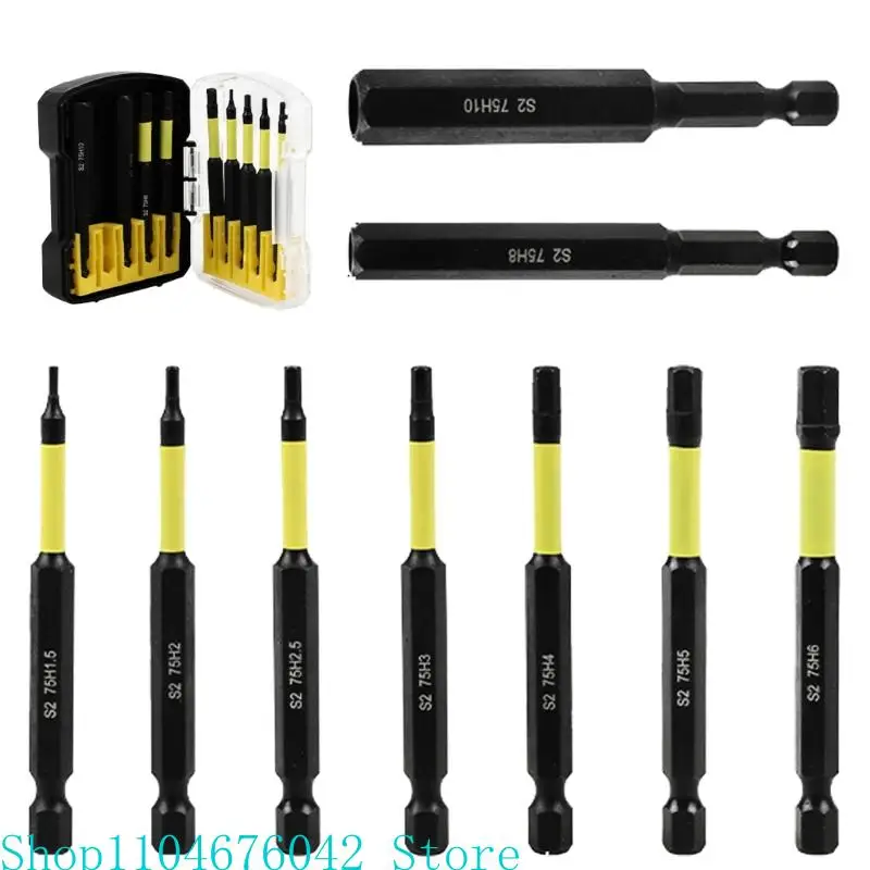 

9 Piece Hexagonal Head Allen Wrenches Spanner Drill Bit Set H1.5 to H10 for Professional Home Use Engineers Technicians
