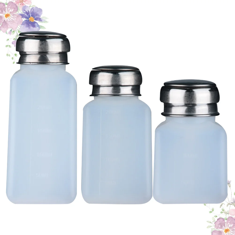 3Pcs 매니큐어 리무버 병 내구성 프레스 디스펜서 하위 포장 누출 방지 휴대용 홈 여행 디스펜서 병