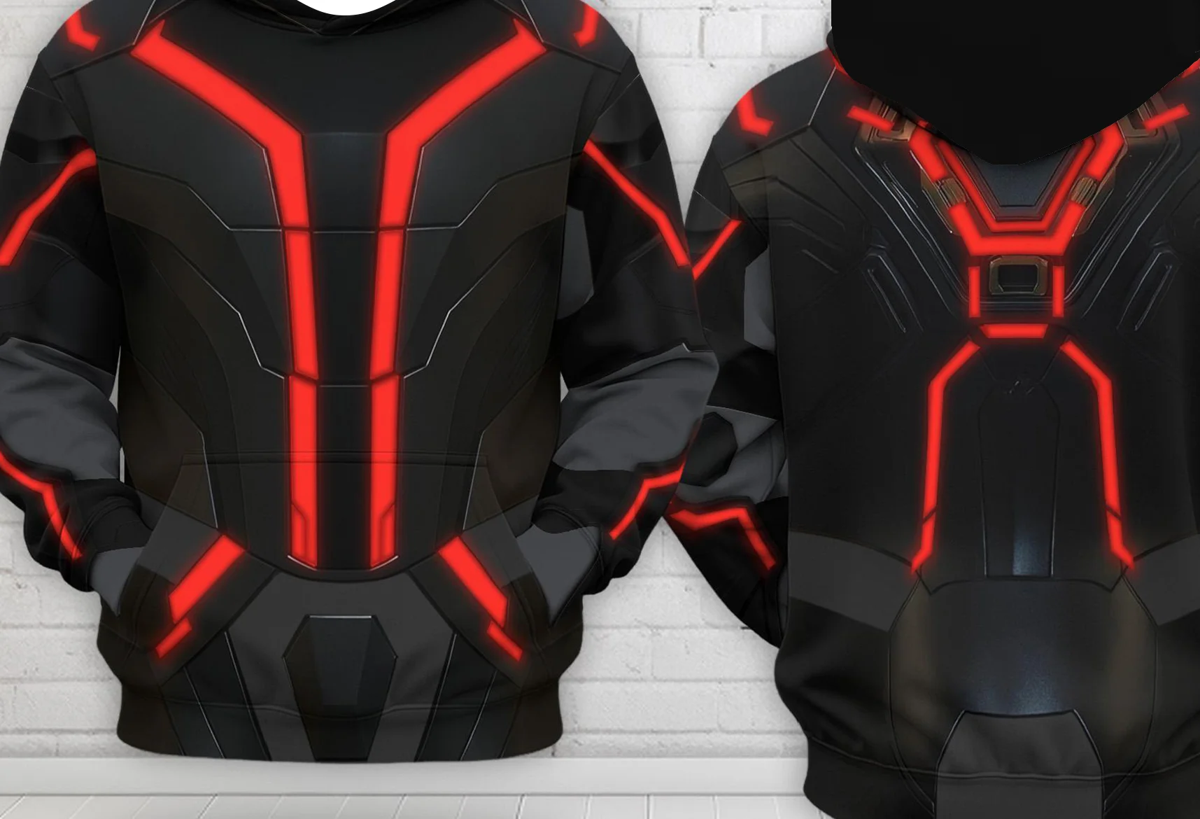 سويت شيرت بغطاء للرأس للأطفال من TRON Ares |   طباعة دائرة مضيئة حمراء، دفء الخريف/الشتاء، للحفلات والرياضة والترفيه