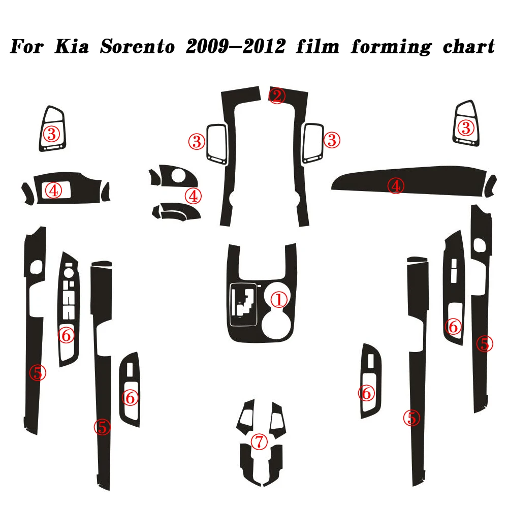 

For Kia Sorento 2009-2012 Interior Central Control Panel Door Handle 3D 5D Carbon Fiber Stickers Decals Car styling Accessorie