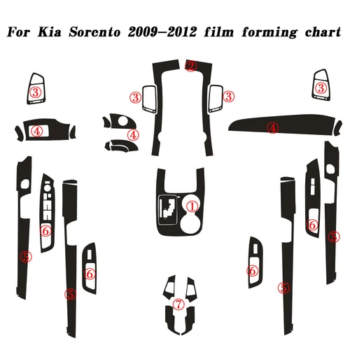 Imagen 1 del producto Manija de puerta de Panel de Control Central Interior para Kia Sorento, pegatinas de fibra de carbono 3D 5D, calcomanías, accesorios de estilo de coche, 2009-2012