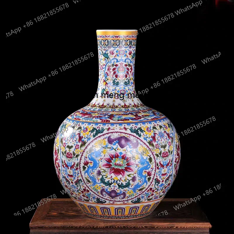 H178Enamel color Wufu Linmen celestial ball vase, home fashion retro ornament