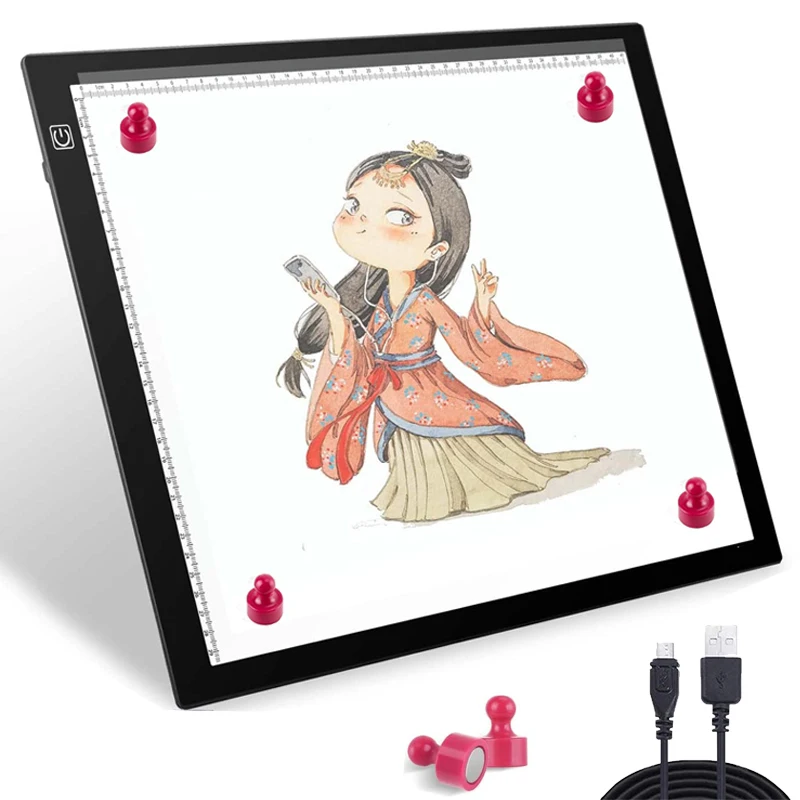 

A3/A4 Light Box with magnet LED Light Box Ultra-Thin Portable Light Pad Art Craft Light Tracing Copy Board, for Artists