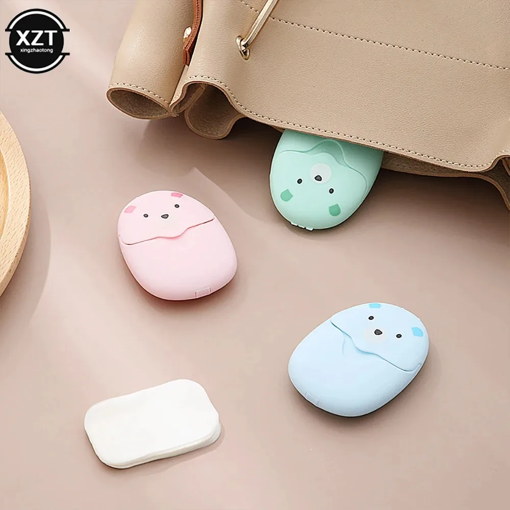 Tragbare Einweg-Reinigungsseifenblätter 50 Stück Cartoon-Reise-Seifenblätter Niedliche Bären-Papierseifen-Tabletten für Reisen