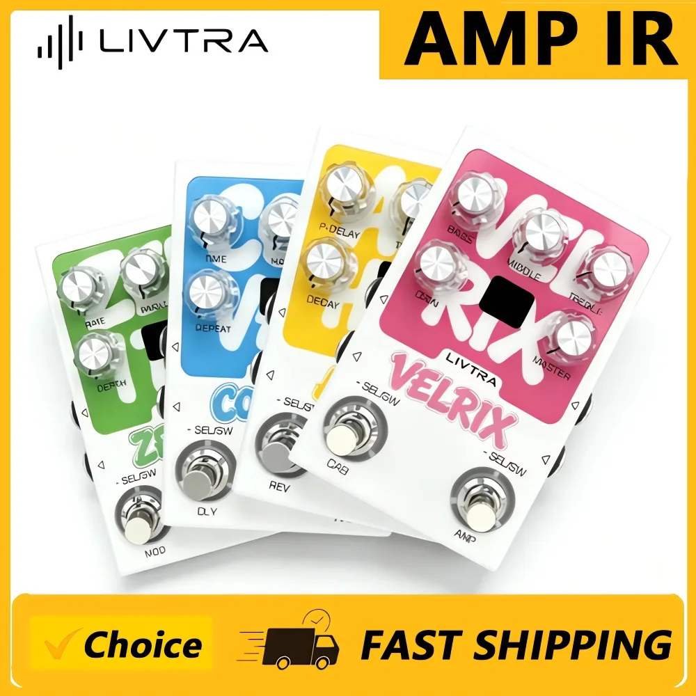 LIVTRA Electric Guitar Pedal – Modulation/Delay/Reverb/Amp & IR Cab Simulator True Stereo Effects Pedal Tap Tempo USB-C