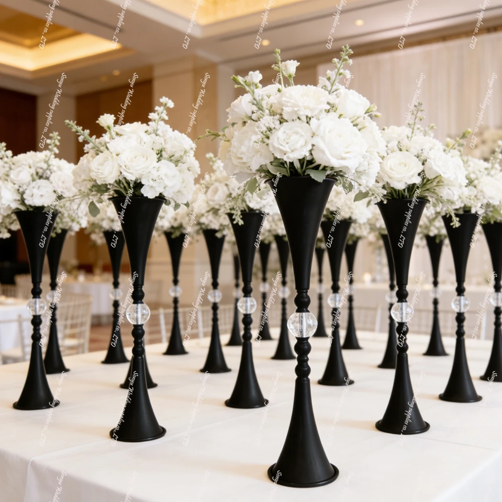 

15pcs 65-115 cm Bulk white/gold/sliver/Black metal Cylinder Flower Vases Table Center Pieces for Events Wedding Table Decoration