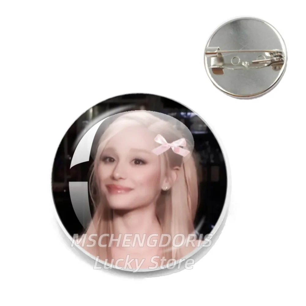 Singer A-Ariana G-Grande Pin Meme Glass Cabochon Brooches Badge Lapel Pins Bag Accessories Jewelry Decoration Gifts