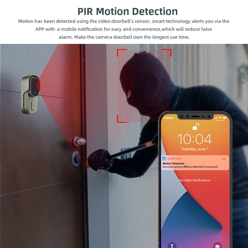 Bel pintu Video Tuya, WiFi bel pintu nirkabel, bertenaga baterai AC 1080P 2MP tahan air dengan bel pintu Alexa kamera rumah pintar