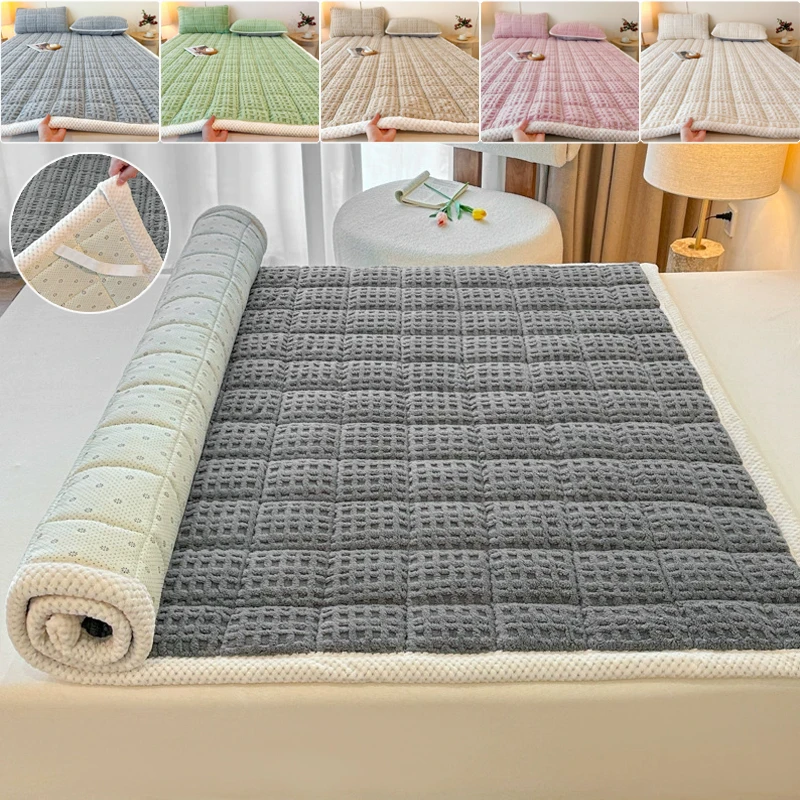 

Newest Hot Sale Winter Soft Milk Velvet Mattress Pad Machine Washable Solid Color Mattress Protector Cover for Single Double Bed