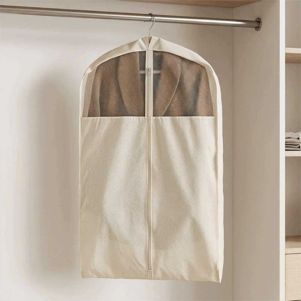 Cotton Linen Clothes Dust Cover Visible Breathable Garment Bag Cover Dust-proof Thickened Hanging Clothes Storage Bag Women - view 4