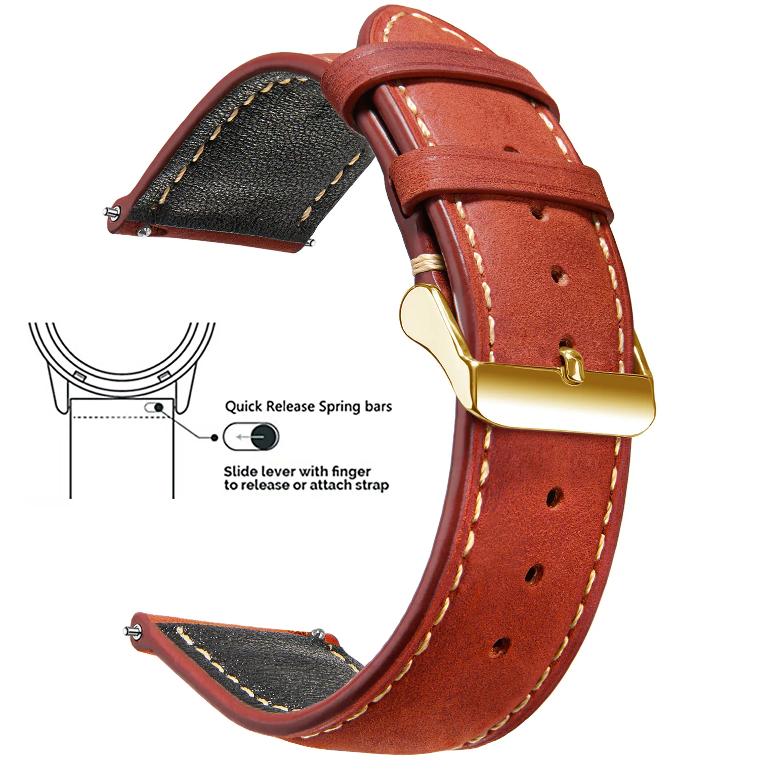 Wachs Vintage Schnellverschluss 14mm 16mm 18mm 20mm 22mm 24mm Echtleder Uhrenarmbänder für Männer Frauen Top Grain Leder Uhrenarmband