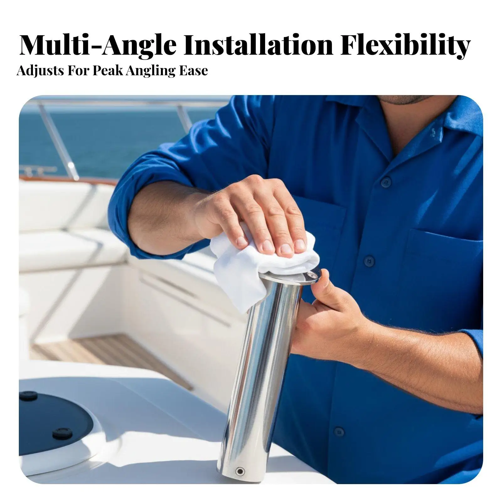 316 Stainless Steel Flush Mount Fishing Rod Holder with PVC Insert for Boat Deck Yacht and Marine Angling Use