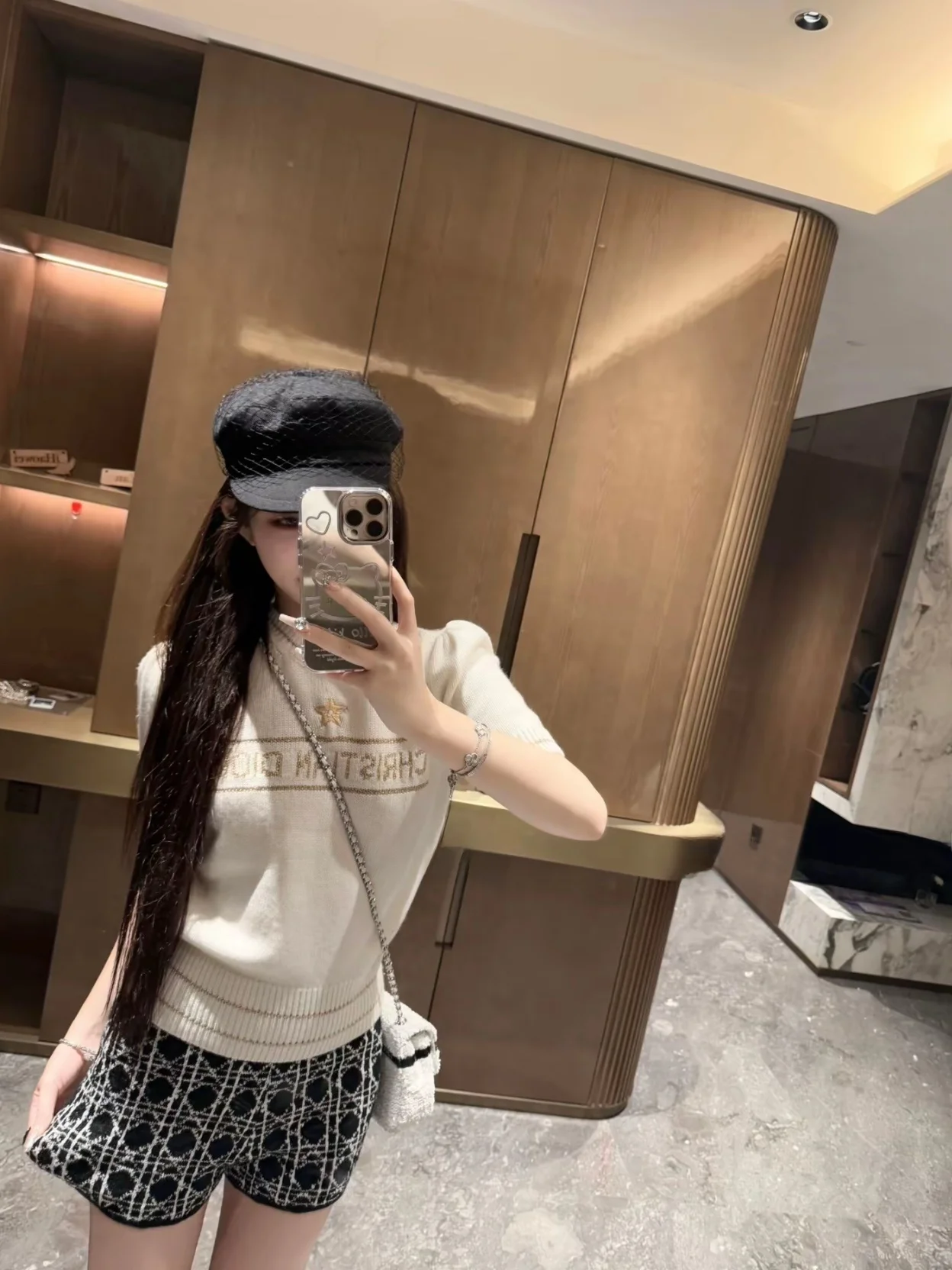 

Short Sleeve Knitted Top Embroidered Heavy Lettering Shoulder Width Regular T-Shirt Slim Fit Short Sleeve T-Shirt
