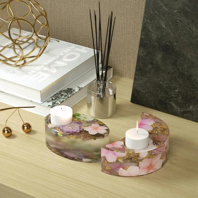 

J78F Tealight Holder Resin Mold,Crystal Candlestick Mold Epoxy Casting Silicone Mold for DIY Crafts Home Wedding Decor