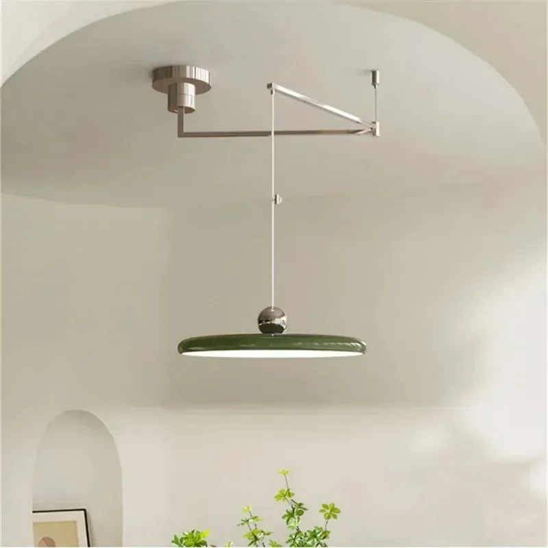 Modern Dining Table LED Chandeliers Colorful  Rocker Move Long Arm LED Pendant Lamp Kitchen Bar Saucer Dining Room Hanging