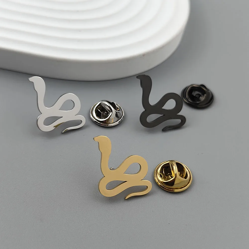 

Punk style eye snake stainless steel 18K gold-plated brooch, black suit accessories pin, wedding accessories set