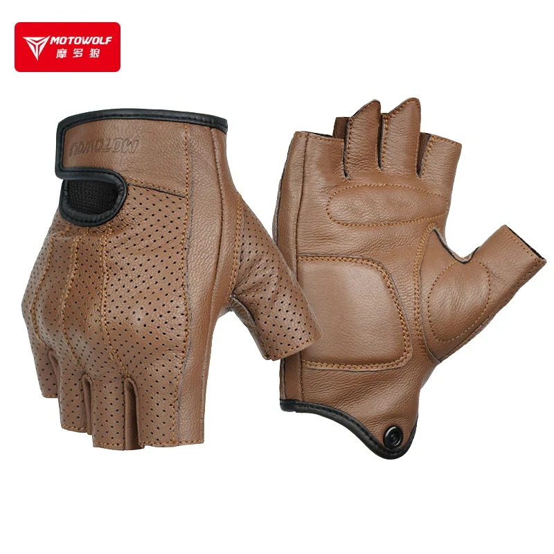 

Motowolf Summer Motorcycle Gloves Half Finger Breathable Leather Drop Resistant Off Road Racing Protective Sheepskin Gloves