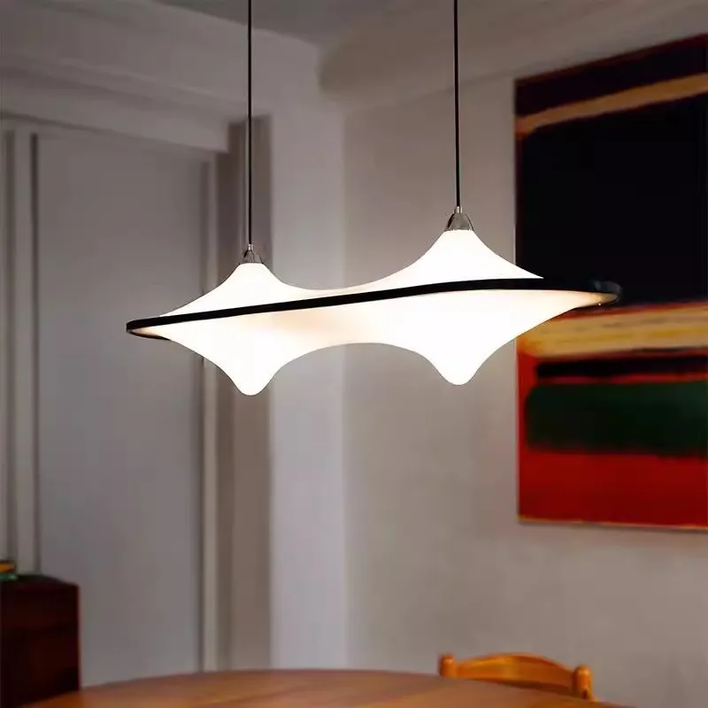 

Длинные акриловые подвесные светильники Cloud Spaceship, минималистичные ретро-светильники для спальни, столовой, гостиной, светодиодные подвесные светильники, аксессуары для дома
