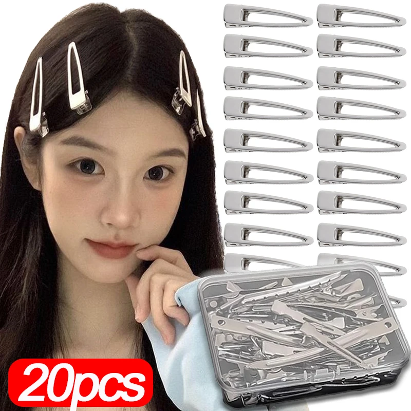 20pcs Metal Silver Hair Pins Y2K Millennium Style Duckbill Hair Clips for Makeup Hair Accessories Forehead Broken Simple Tools