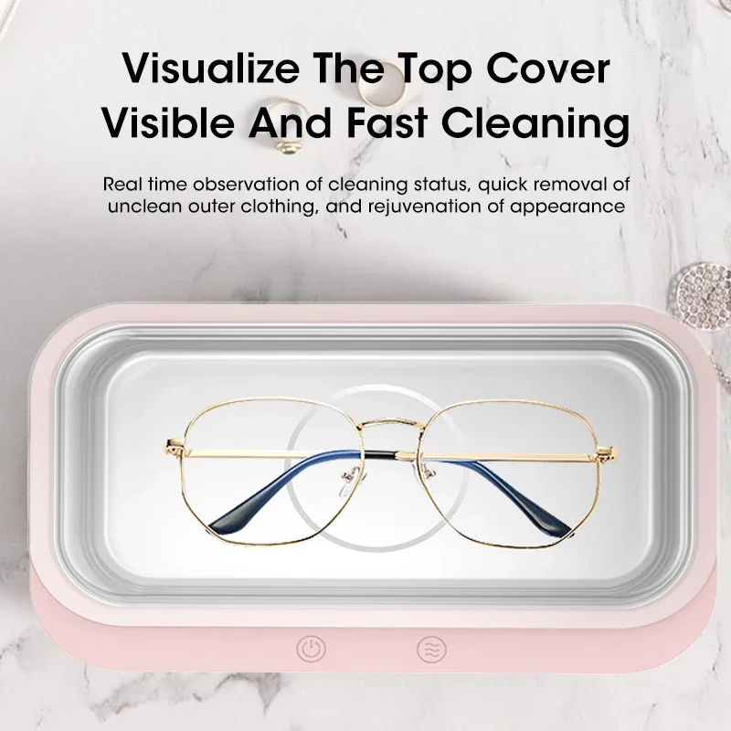 400ML Ultrasonic Jewelry Cleaner 45kHz Vibration Sonic 360° Rapid Decontamination Non Damaging Lens Glasses Cleaning Machine