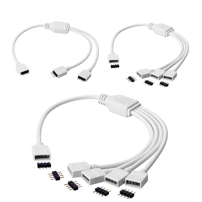 Strip Accessories 1 to 2 3 4 Ways Output 4 Pin 10MM Female Connector Splitter RGB LED Strips Extension Cable for 5050 LED Strip