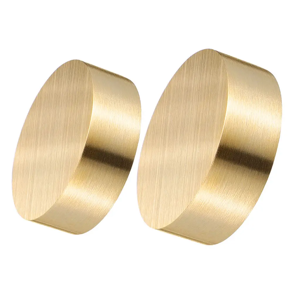 2Pcs Round Brass Paperweight Solid Brass Heavy Block for Chinese Calligraphy Painting Writing Office Study Table Decor