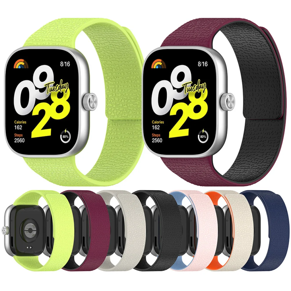 

Magnetic Soft Silicone Strap Litchi Grain Band for Redmi Watch6/Watch5/Watch5 eSIM/Watch4 / Mi Band 9 Pro/8 Pro Accessories
