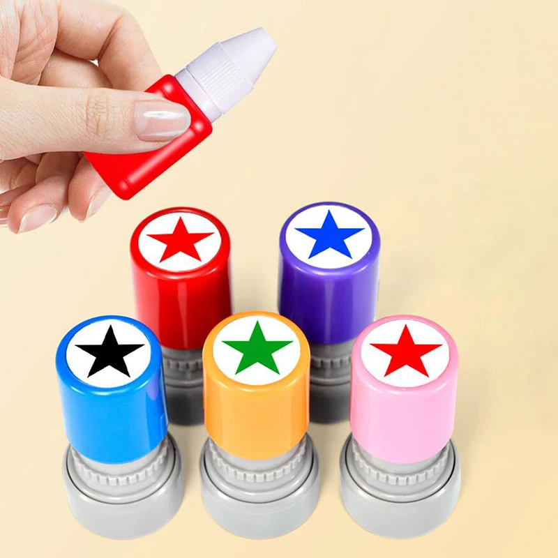 School Teachers Family Use Red Five-pointed Star Stamp Encourage Children Teaching Award Stamp Automatic Ink