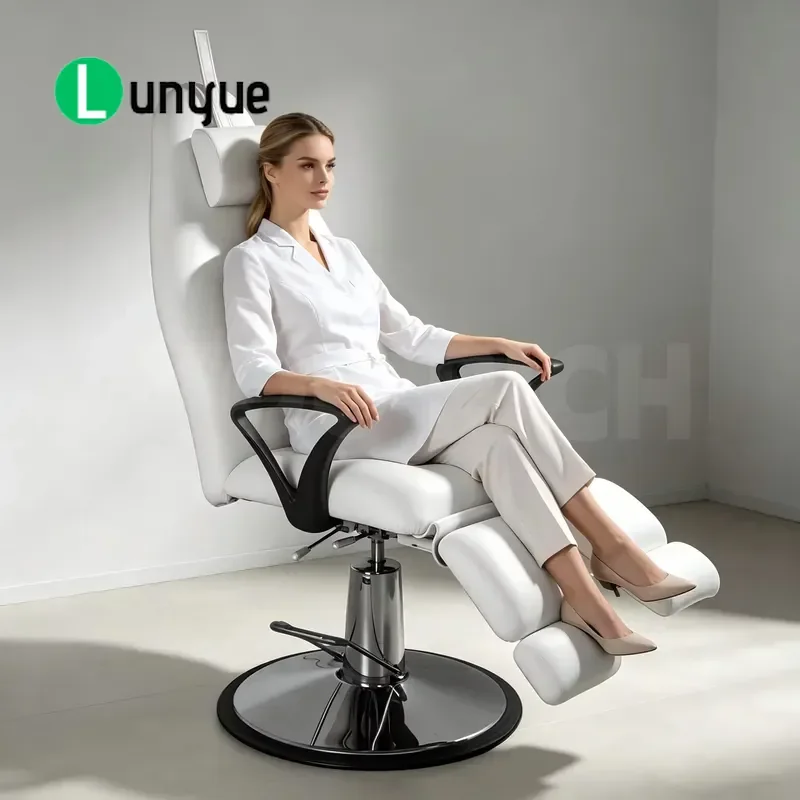 Hydraulic Pedicure Chair with White Split Leg Rest Adjustable Backrest for Beauty Manicure Tattoo Spa Comfortable