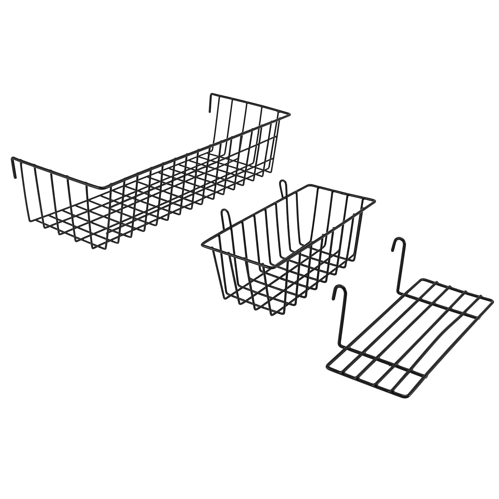 3 Pieces Hanging Basket Straight Shelf Flower Pot Display Holder for Wire Wall Grid Panel, Bread Basket Iron Rack