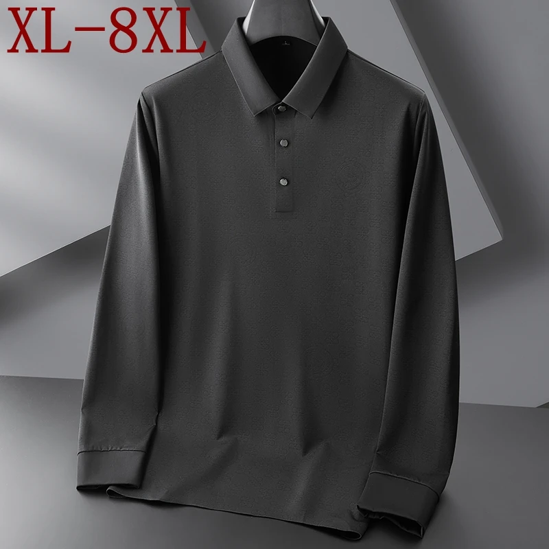 8XL 7XL 6XL 2024 New Autumn High End Luxury Shirts For Men Clothing Soft Comfortable Mens Polo Shirt Oversized Loose T-shirt