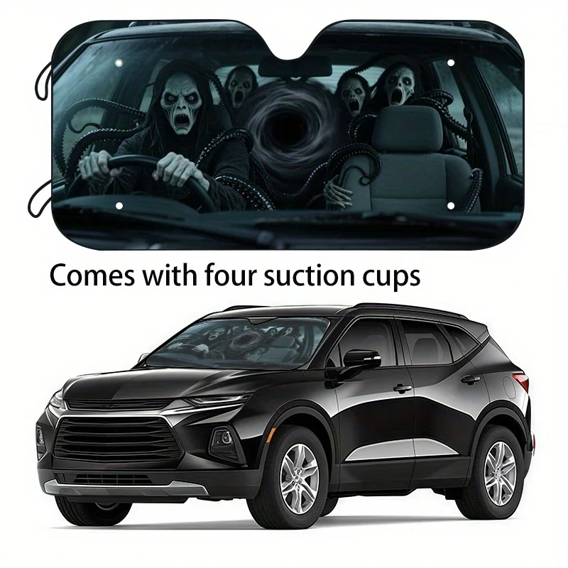 Funny Animal Car Sun Visor, 1pc Car Interior Sunshade, UV Protection With Four Suction Cups For Easy Installation, Windshield Su
