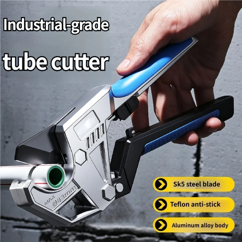 Handheld Tube Cutter with Aluminum Alloy Housing Double Slot Structure and Blue Handle for Maintenance Job and Repairs M4YD