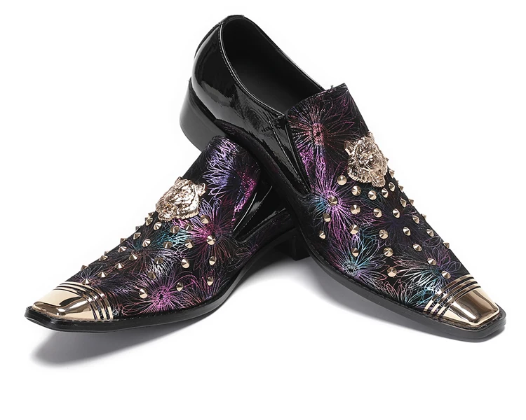 BOARD Herbst Herrenschuhe Spike Luxuriöse Persönlichkeit Bankett Niete Tigerkopf Druck Formelle Kleidung Schuhe – Detail 30