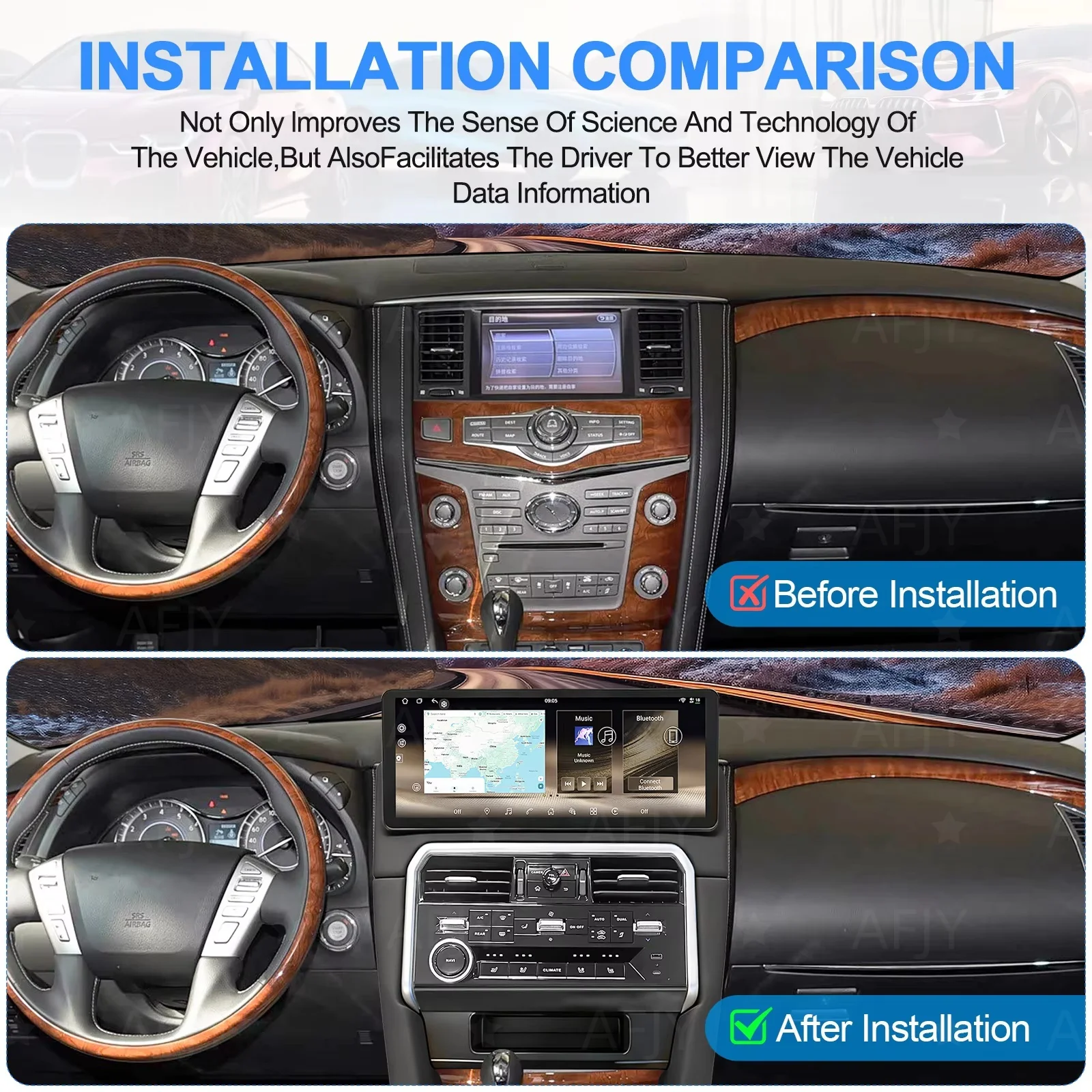 mz 17 inch Touch Screen For Nissan Armada Patrol Y62 For Infiniti QX80 QX56 2010 -2020 Android AUTO Car Radio Multimedia Carplay