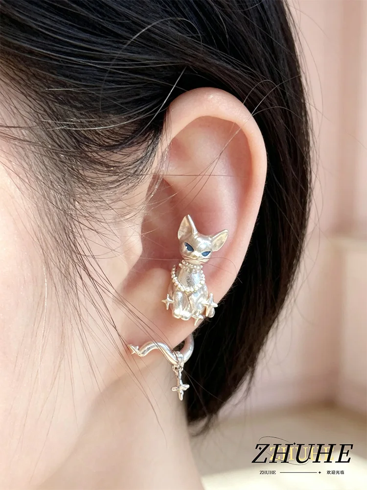 Creative Animal Jewelry Accessories, Copper Alloy Material, Exquisite Cat Ear Decoration for Female Male, Unique Stereo Craft fo
