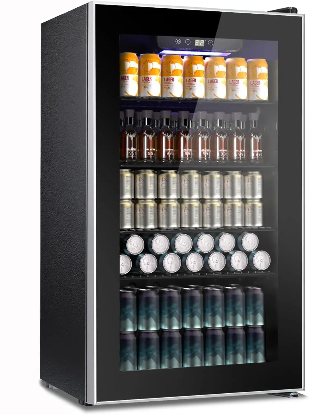 Beverage Refrigerator Cooler - 130 Can Mini Fridge with Adjustable Shelves, Glass Door, Digital Temperature, Customized